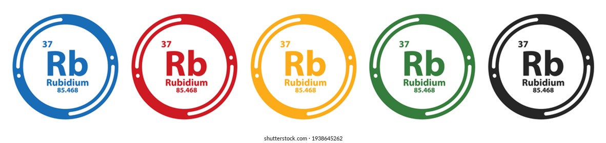 Rubidium symbol. flat design vector illustration in 5 colors options for web design