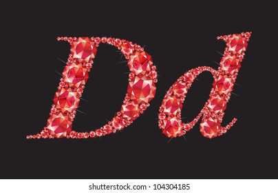 Rubies font, ruby, diamonds, red crystal