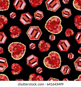 rubies set in gold. seamless pattern