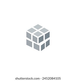 Rubik Cube 3D Flat Logo Vector Design