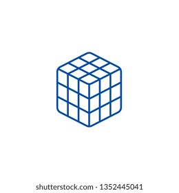 Rubik cube  line icon concept. Rubik cube  flat  vector symbol, sign, outline illustration.