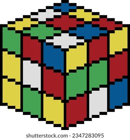 cubo Rubik versión barajada hecha con arte de píxeles