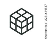 Rubik cube vector icon with editable stroke