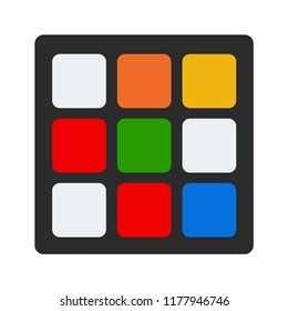 Rubik's cube of black color vector flat material design isolated on white