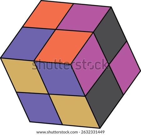 Rubik's Cube icon, Mechanical puzzle to,y 3d combination puzzle, flat color vector illustration