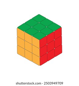 Cubo de Rubik aislado sobre fondo blanco. Ilustración vectorial