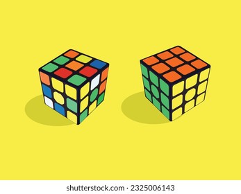 Rubik's cube puzzle solve vector illustration