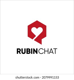 Rubin Chat Logo design. Letter R. Chat. Love. Adult Dating.