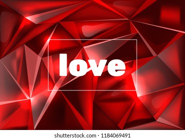 Rubin red vector background. Valentines day card, invitation, menu, flyer, template.  Vector illustration.