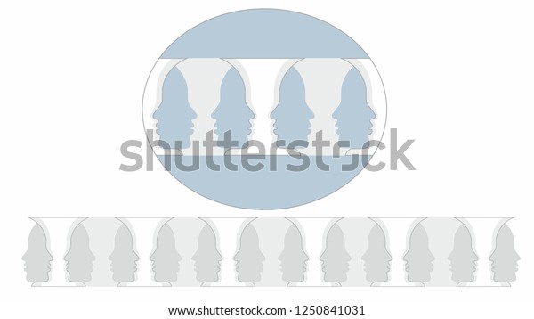 Rubin Vase Optical Illusion Balustrade Banner Stock Vector