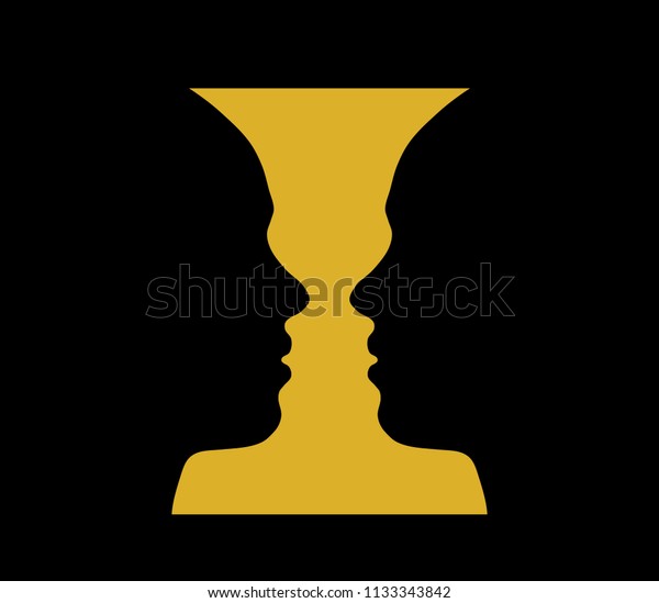 Rubin Vase Optical Illusion Head Girl Stock Vector Royalty Free