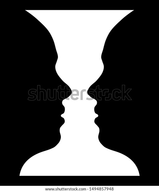 Rubin Vase Optical Illusion Head Girl Stock Vector Royalty Free