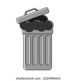  rubish bin FULL OF GARBAGE vector design not clean