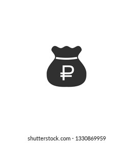 Ruble bag icon in simple design. Vector illustration.