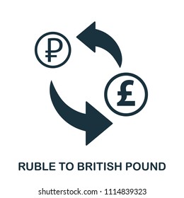 Ruble To British Pound icon. Mobile app, printing, web site icon. Simple element sing. Monochrome Ruble To British Pound icon illustration.