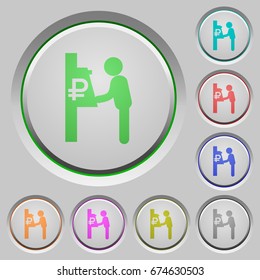 Ruble cash machine color icons on sunk push buttons