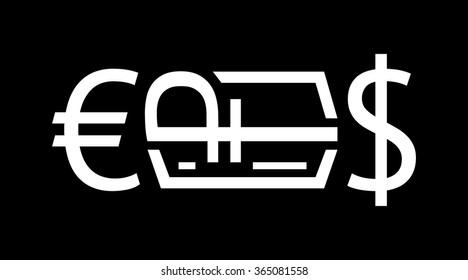 Ruble in coffin. Dead ruble. Russian Ruble fall on black. The Euro and the Dollar at the funeral of the Ruble
