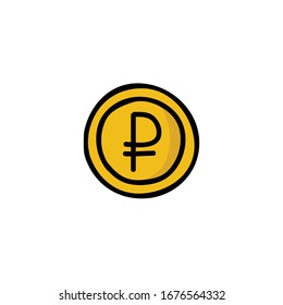 icono del doodle de moneda de rublo, ilustración vectorial