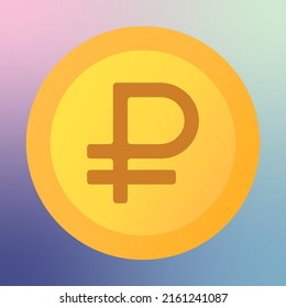 Ruble coin icon on a gradient background. Russian Coin. Bank payment. Symbol Ruble token. Money Gold. Concept Currency exchange, Business financial investment and Stock Market investment. Cash sign.