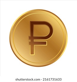Ruble coin on a white background. National currency of Russia. Concept of ruble strengthening. Vector