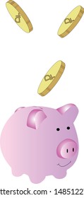 Ruble Coins Falling Down in to the Pig Money Box