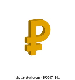 Ruble currency 3d style isolated on white background. Vector illustration