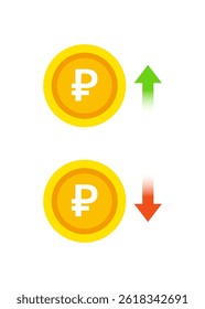 Ruble currency exchange rate vector illustration. Stock Illustration.