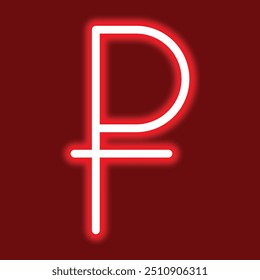 Ruble currency symbol with red neon light effect