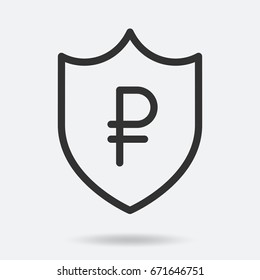 Ruble currency symbol in shield