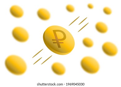 Ruble digital money. Cryptocurrency background with gaussian blur effect