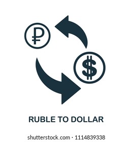 Ruble To Dollar icon. Mobile app, printing, web site icon. Simple element sing. Monochrome Ruble To Dollar icon illustration.