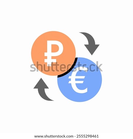 ruble to euro exchange currency icon sign vector