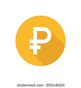 Ruble flat vector button icon