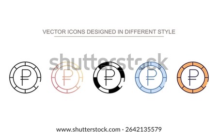 Ruble icon design with white background stock illustration