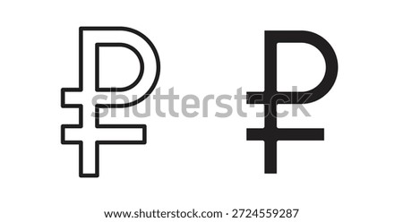 Ruble icon in doodle and stroke style.