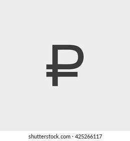 Ruble  icon in a flat design in black color. Vector illustration eps10