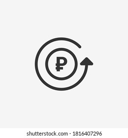 Icono de rublo aislado en el fondo. Símbolo de efectivo moderno, simple, vector, icono para el diseño de sitios web, aplicación móvil, ui. Ilustración vectorial