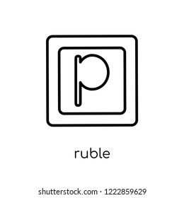 ruble icon. Trendy modern flat linear vector ruble icon on white background from thin line Russia collection, outline vector illustration