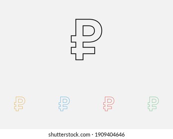 Icono de rublo. Icono de ilustración del vector. Símbolo ruso de la moneda del rublo. Conjunto de coloridos iconos de diseño plano