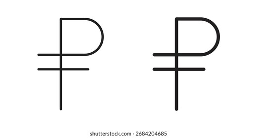 Rubelsymbol für Webdesigns. Symbolsatz für Konturen und Cliparts