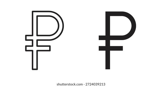 Iconos de rublos, Vector de línea. conjunto de símbolos sólidos