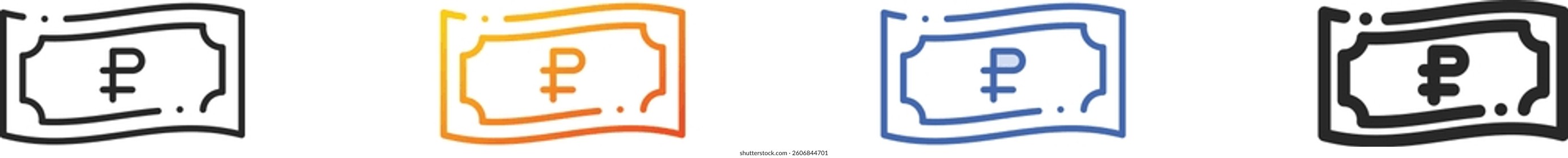 ruble icon.Thin Linear, Gradient, Blue Stroke and bold Style Design Isolated On White Background