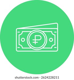 Diseño de icono de Vector de línea de rublos