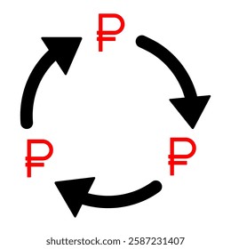 Ruble money change icon, trade cash information web symbol, convert sign vector illustration .