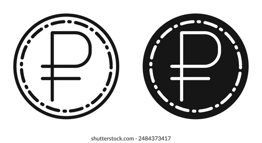 Ruble outlined icon vector collection.