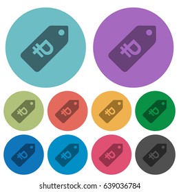 Ruble price label darker flat icons on color round background