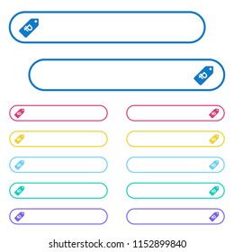 Ruble price label icons in rounded color menu buttons. Left and right side icon variations.
