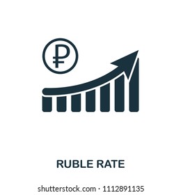 Ruble Rate Increase Graphic icon. Mobile apps, printing and more usage. Simple element sing. Monochrome Ruble Rate Increase Graphic icon illustration.