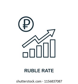 Ruble Rate Increase Graphic icon. Mobile apps, printing and more usage. Simple element sing. Monochrome Ruble Rate Increase Graphic icon illustration