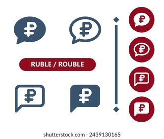 Rubel, Rubel-Symbole. Chatblase, Sprechblasen, Rubel, Rubelsymbol, Geldsymbol. Professionell, 32x32 Pixel perfekte Vektor-Symbol.